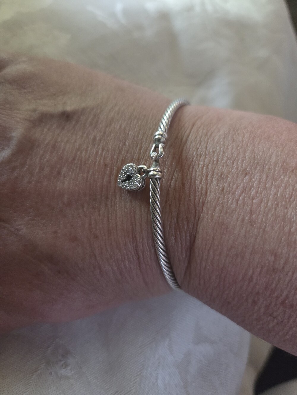 David Yurman Cable Collectibles Heart Lock Bracelet with Diamonds - Picture 13 of 16